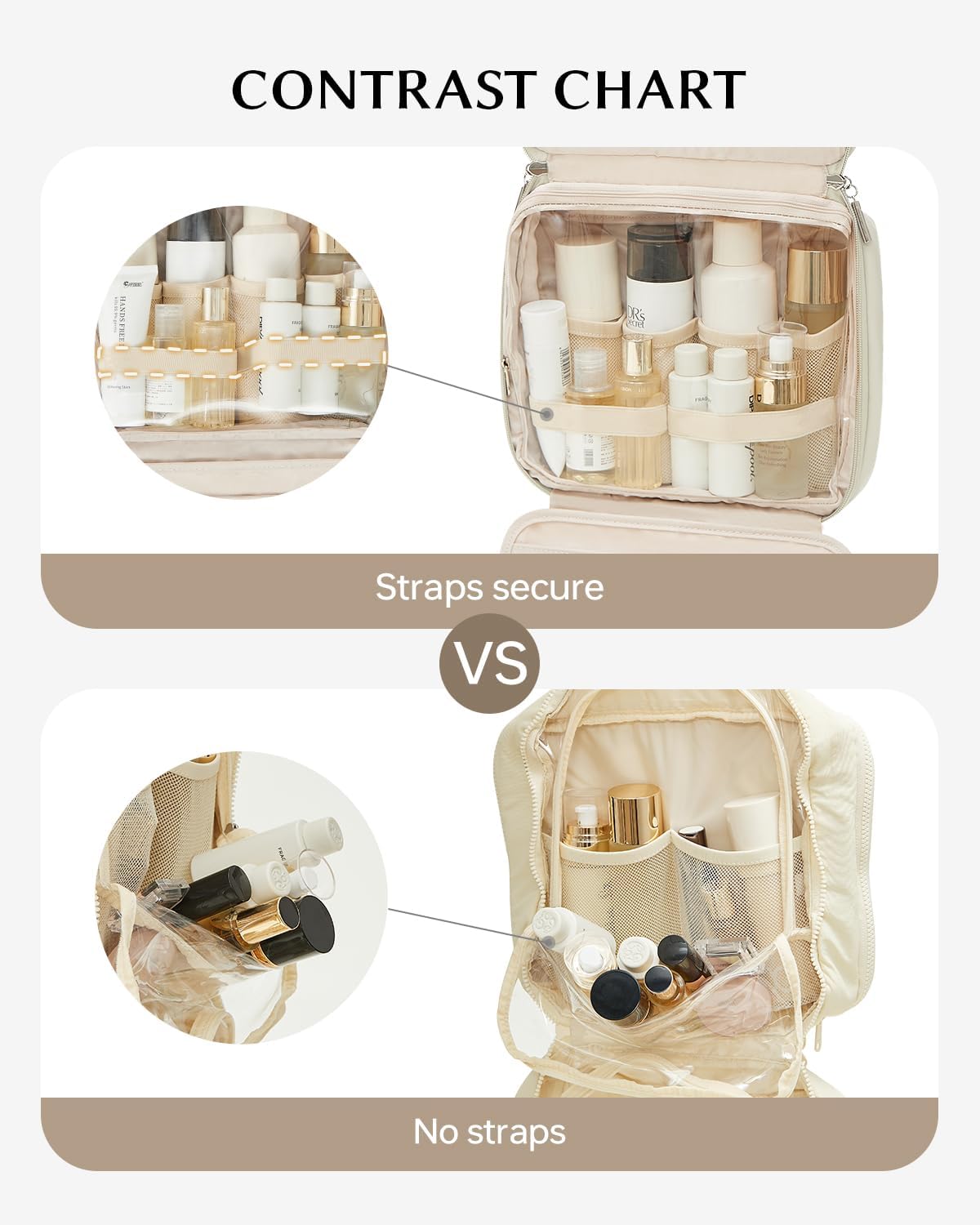 EACHY Toiletry Bag with Hanging Hook, Travel Makeup Bag PU Leather Cosmetic Bags for Women Make Up Organizer with 4 Compartments Waterproof Full-Size Portable Travel Essentials (Fog Green，Pro)