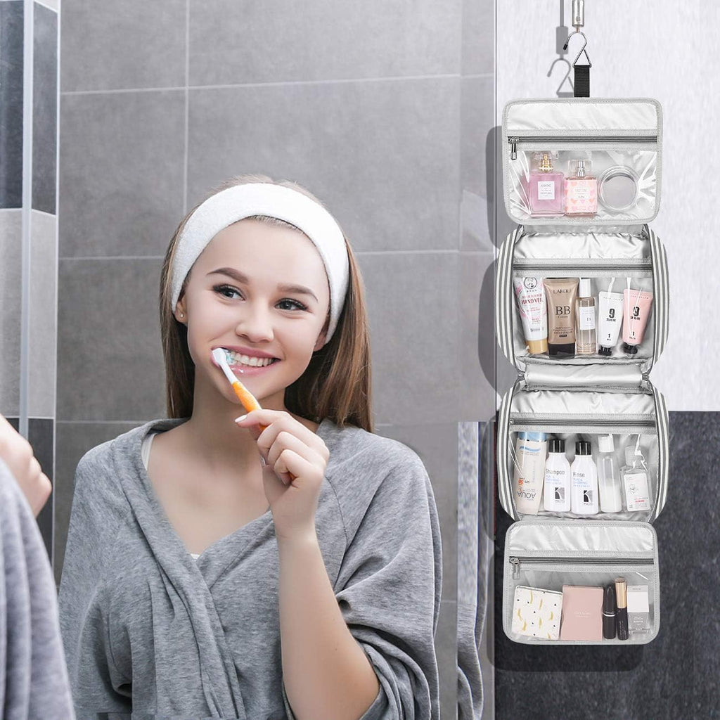 Hanging Travel Toiletry Bag,Large Capacity Cosmetic Travel Toiletry Organizer for Women with 4 Compartments & 1 Sturdy Hook,Perfect for Travel/Daily Use/Christmas