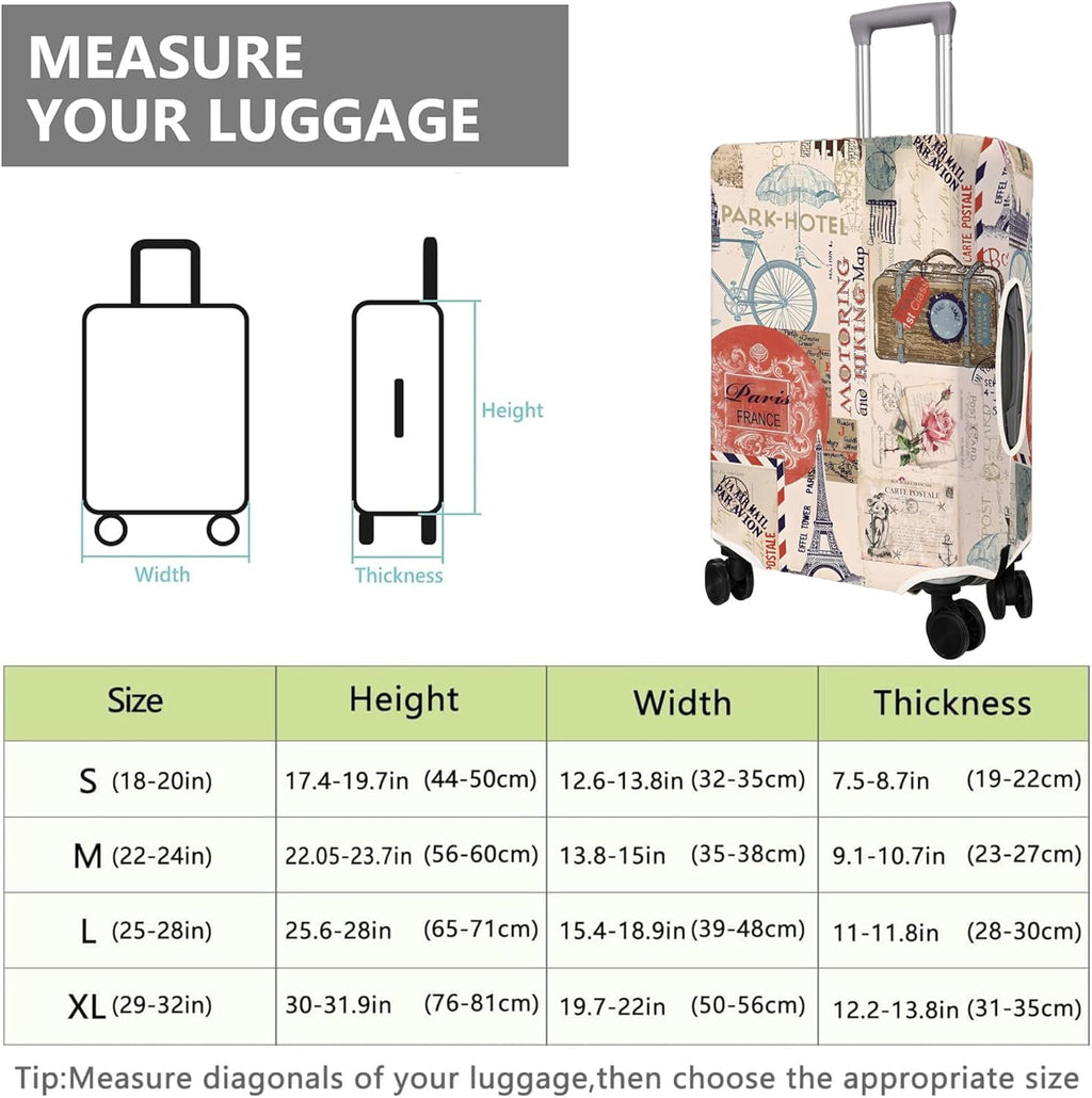 Travel Luggage Cover Suitcase Protector Fits 18-32 Inch Luggage Wheel Covers Patterned Travel Related Items Flower Luggage Protector Elastic Luggage Anti-scratch Suitcase Cover S