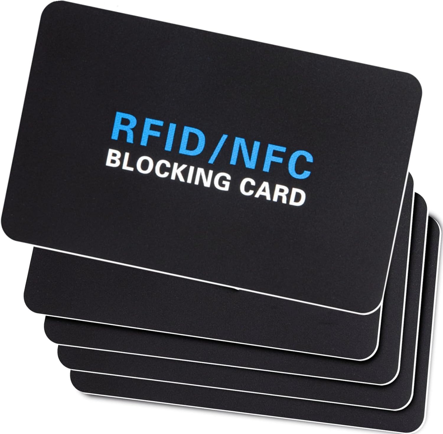 5Pack RFID Blocking Card,Contactless NFC Debit Credit Card Passport Protector blocker,One RFID Card Protects Entire Wallet, without adding bulk Black