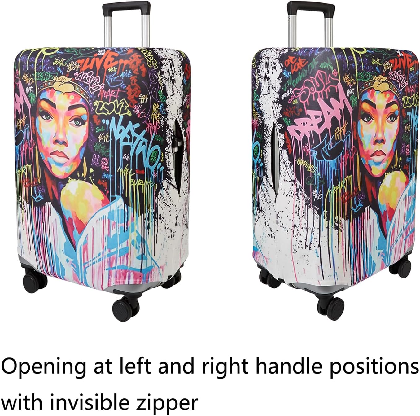 WUJIAONIAO Travel Luggage Cover Spandex Suitcase Protector Washable Baggage Covers (M (for 22-24 inch luggage), hands off)