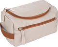 ELIZO Premium REAL Leather Toiletry Bag for Men Dopp Kitt Hanging Mens Toiletry Large TSA Toiletries Bag Shaving Grooming Bag Organizer Cream Tan