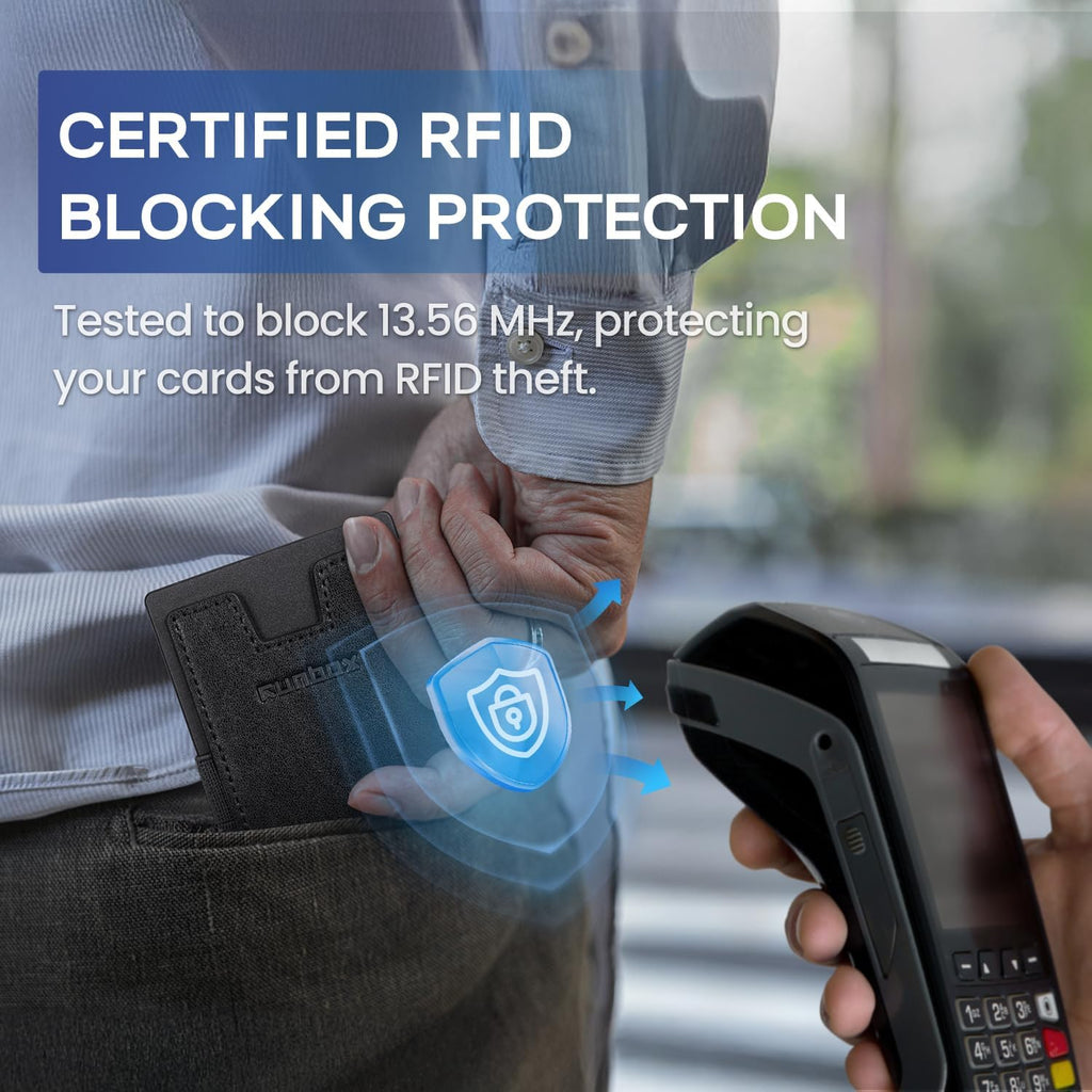 Mens Business Card Holder, Slim Card Wallet for Men and Women, Minimalist RFID Blocking Wallet with Pop-Up Function, Thin Design, Metal Cases Holds 6+6 Cards, Gifts for Men, Men's Accessories