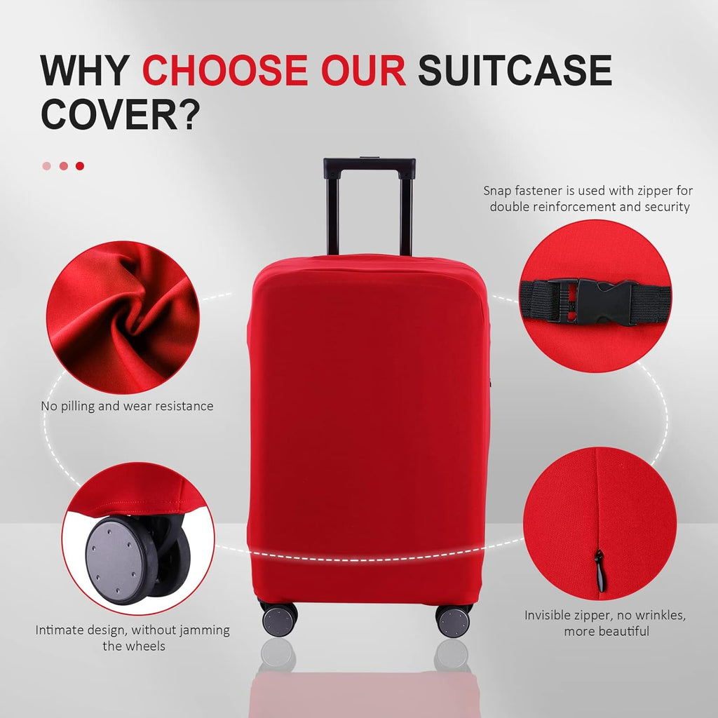 Travel Luggage Cover Suitcase Protector Scratch-Resistant Fit 19-31 Inch Suitcase, Not Included Suitcase (Red, 3XL(32-33inch))