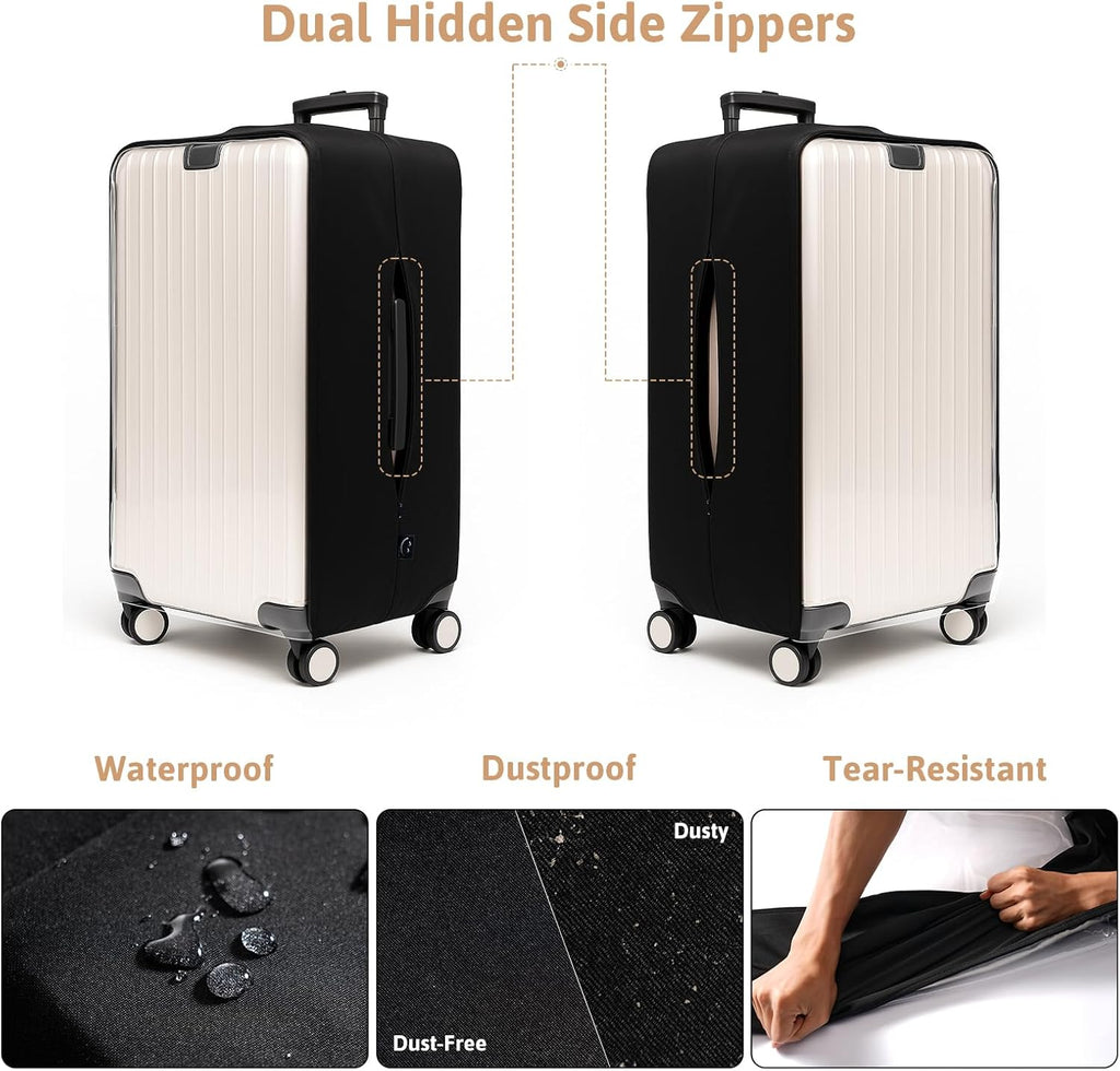 OrgaWise Clear Luggage Cover, For Suitcase Tsa Approved Transparent TPU Suitcase Cover Protector Fit 24-26 Inch Luggage