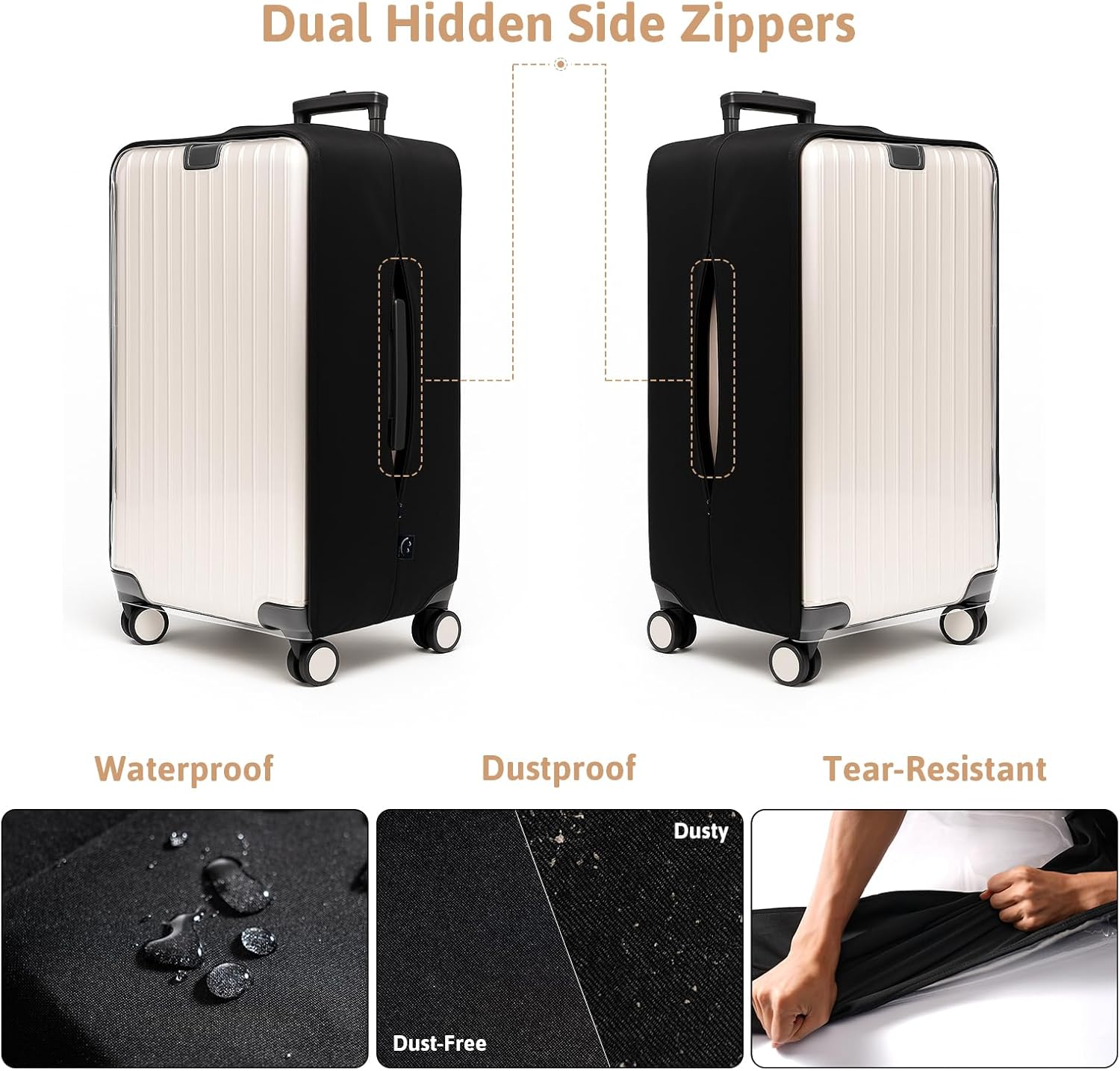 OrgaWise Clear Luggage Cover, For Suitcase Tsa Approved Transparent TPU Suitcase Cover Protector Fit 18-20 Inch Luggage