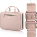 Hanging Toiletry Bag for Women Travel, 2 Sizes Large & Small Waterproof Cosmetic Organizer with 4 Compartments, Rotating Hook, Foldable Pink Travel Bag for Toiletries & Makeup - Medium Pink