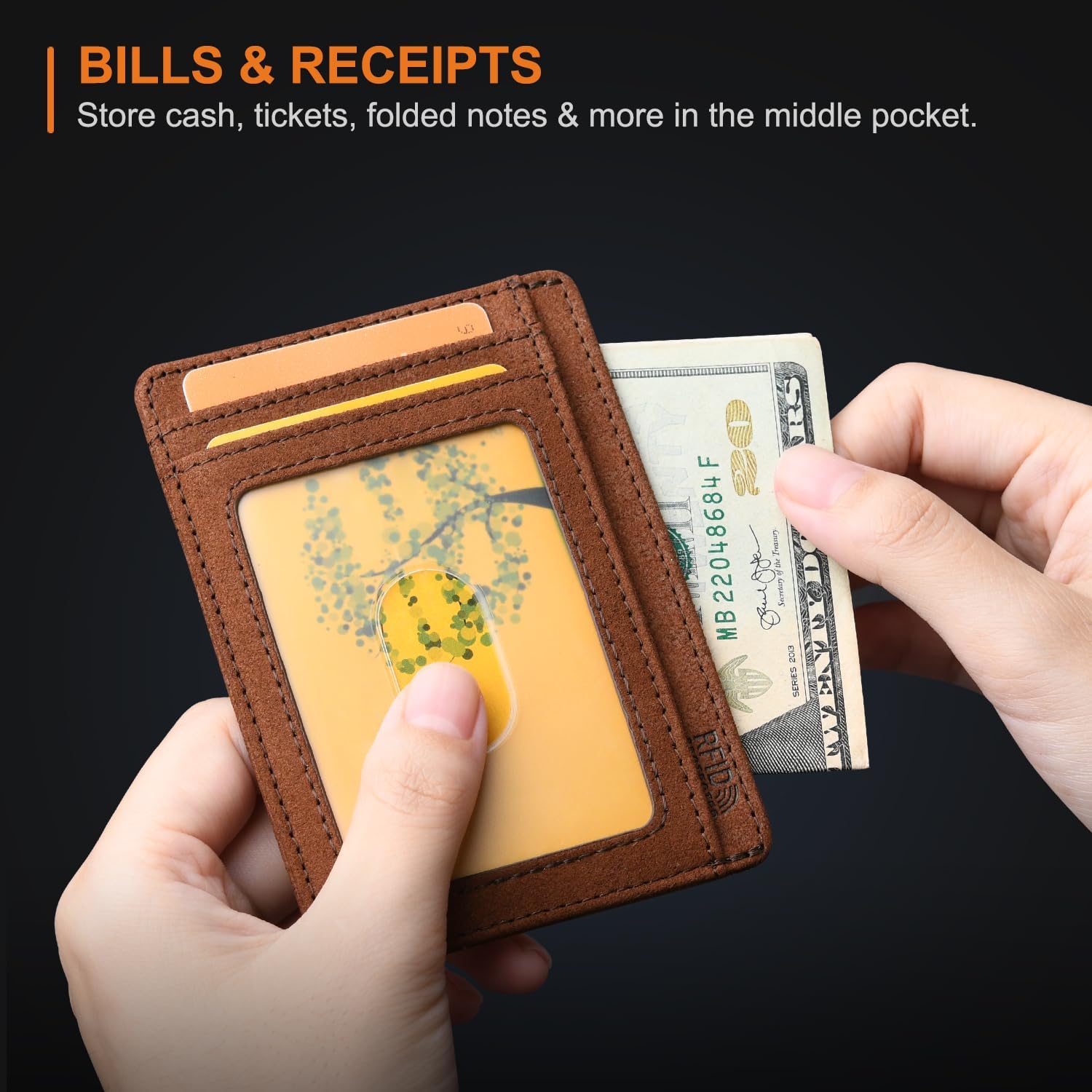 Buffway Slim Minimalist Front Pocket RFID Blocking Leather Wallets for Men and Women - At Sahara Coffee