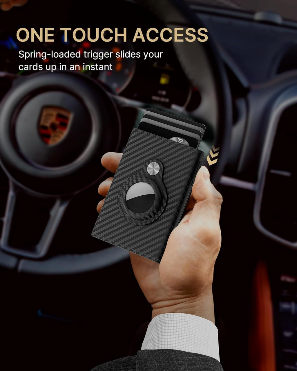 typecase Mens Wallet Card Holder for AirTag: Leather Smart Wallet for Men Compatible with Apple Air Tag, RFID Blocking, Slim, Minimalist - 9-14 Card Capacity | ID Window | Cash Slot (Orange)