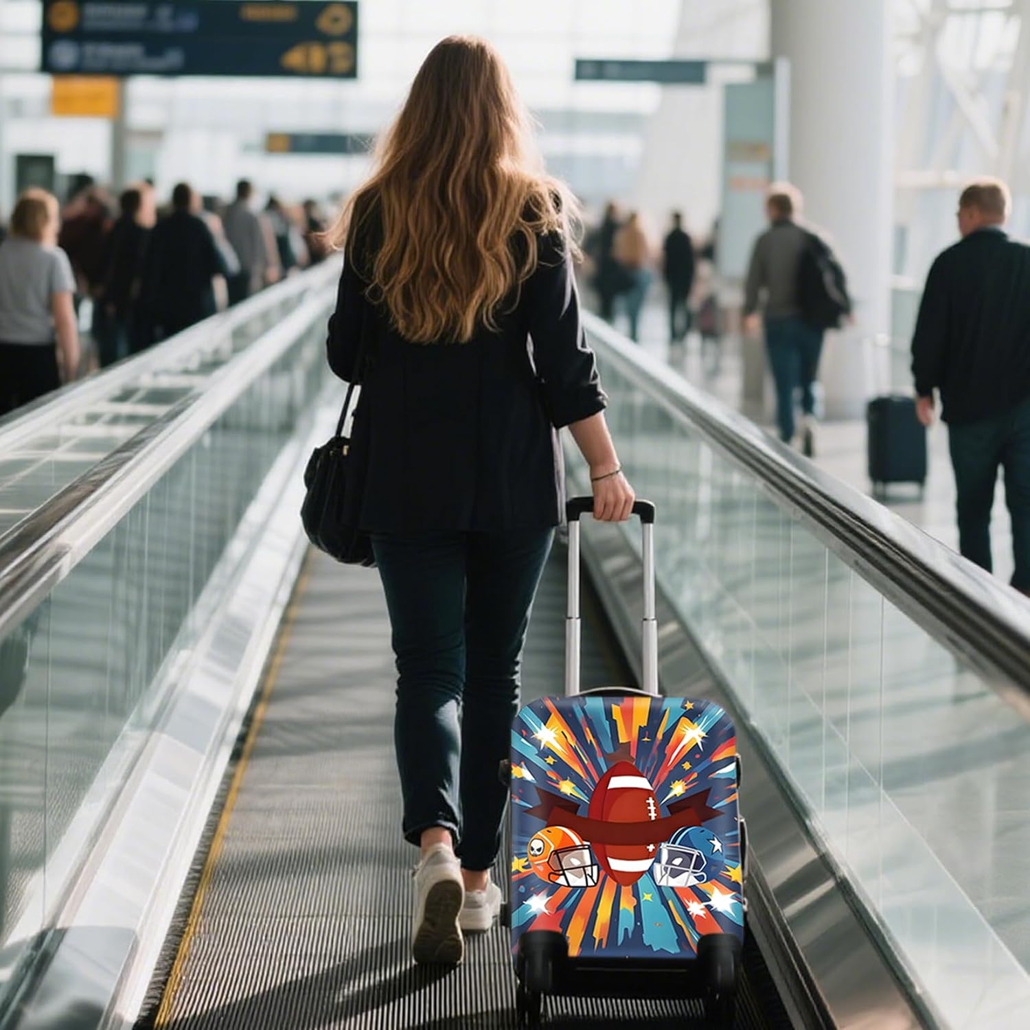 WUJIAONIAO Travel Luggage Cover Baggage Suitcase Cover Protector Skins 18-32 Inch (Rugby, M (for 22-24 inch luggage))