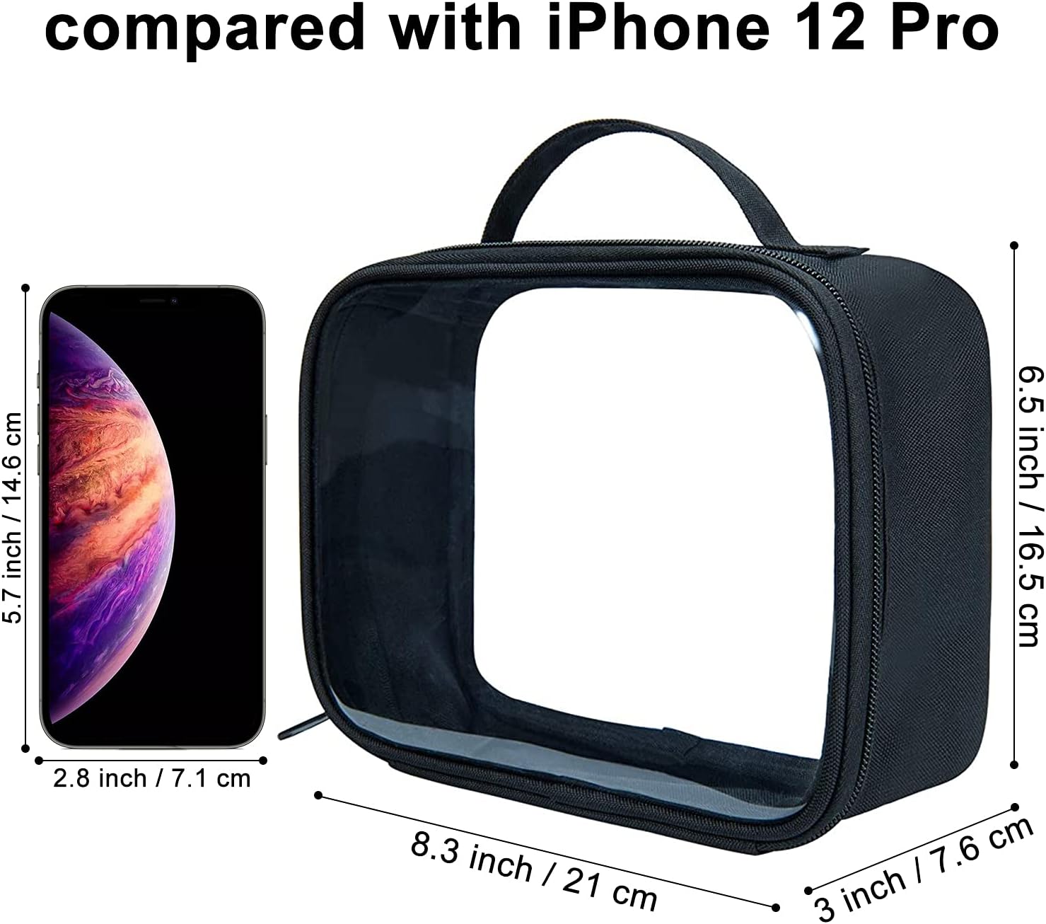 ANRUI TSA Approved Toiletry Bag With Handle Strap, Clear Travel Liquids Toiletries & Cosmetics Organizer Carry-On Luggage for Women and Men Black 3 Pack (Same Size)