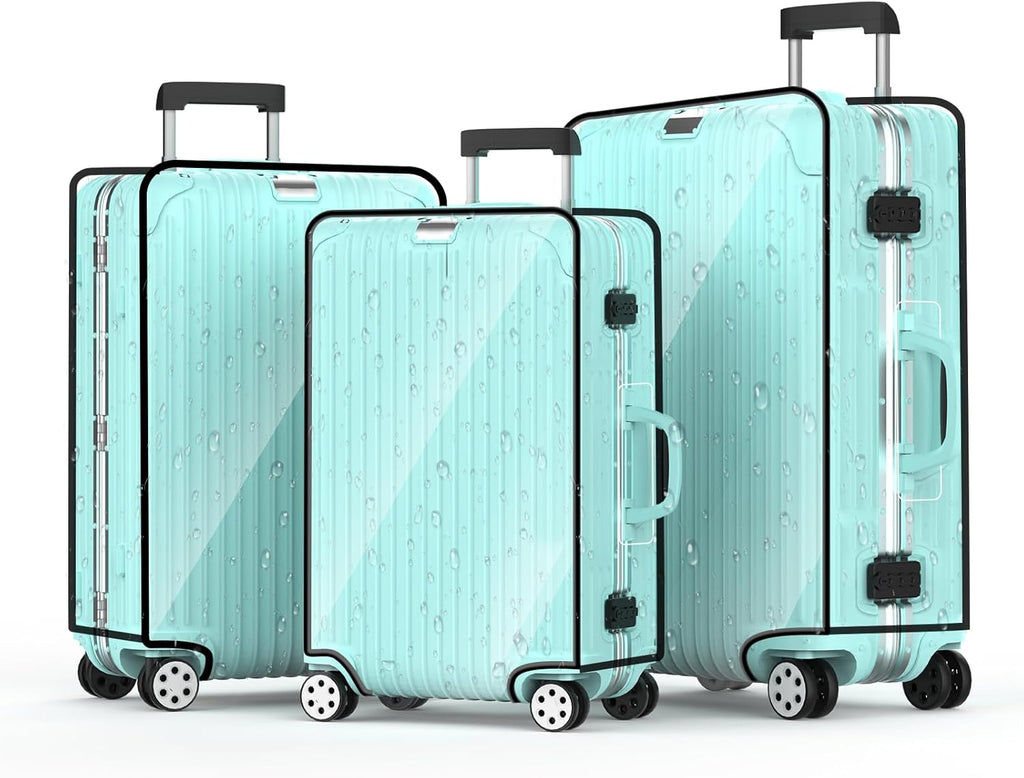 3 Pieces Clear Luggage Cover Protectors, 0.4mm Thicken PVC Suitcase Covers for Luggage, 20"+24"+28" Waterproof Dustproof Anti-scratch Travel Luggage Sleeve for TSA Approved