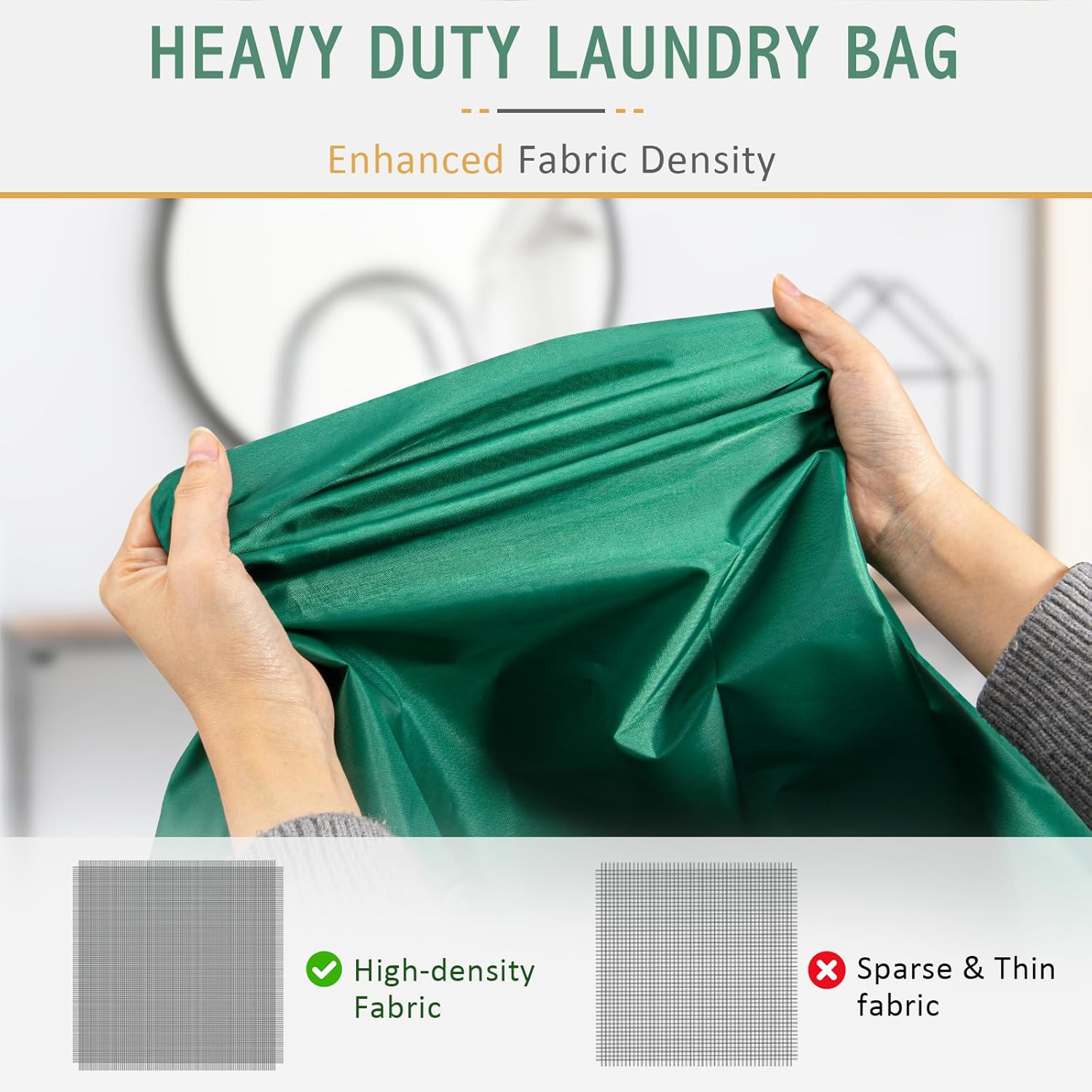 Extra Large Laundry Bag With Handles, Heavy Duty, Travel Laundry Bag for Dirty Clothes, 28" x 40" (Green)