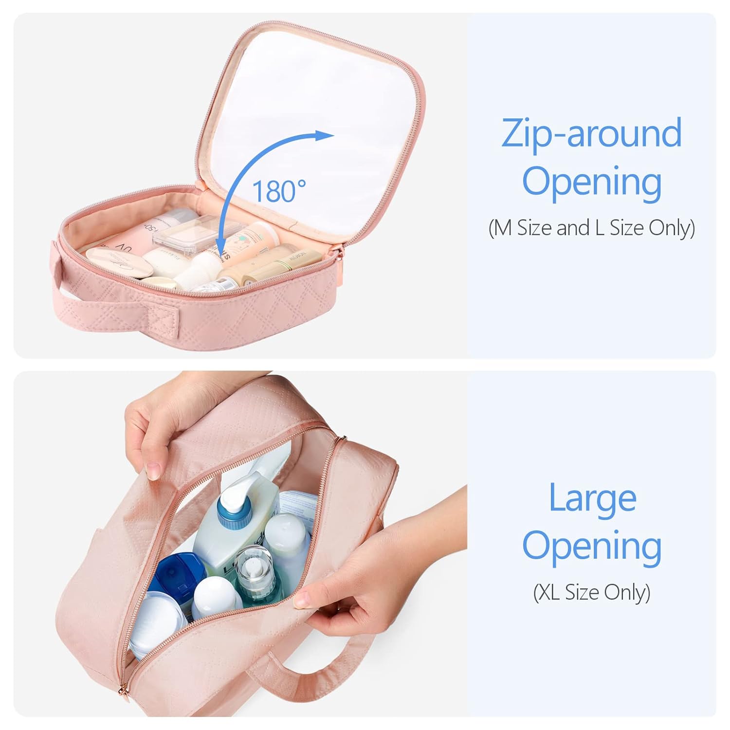 PACKISM Clear Toiletry Bags, 3 Pack Clear Makeup Bags with Handle Large Opening, Waterproof Cosmetic Bags Fit Carry-on Travel Essentials, Travel Bags, Pink