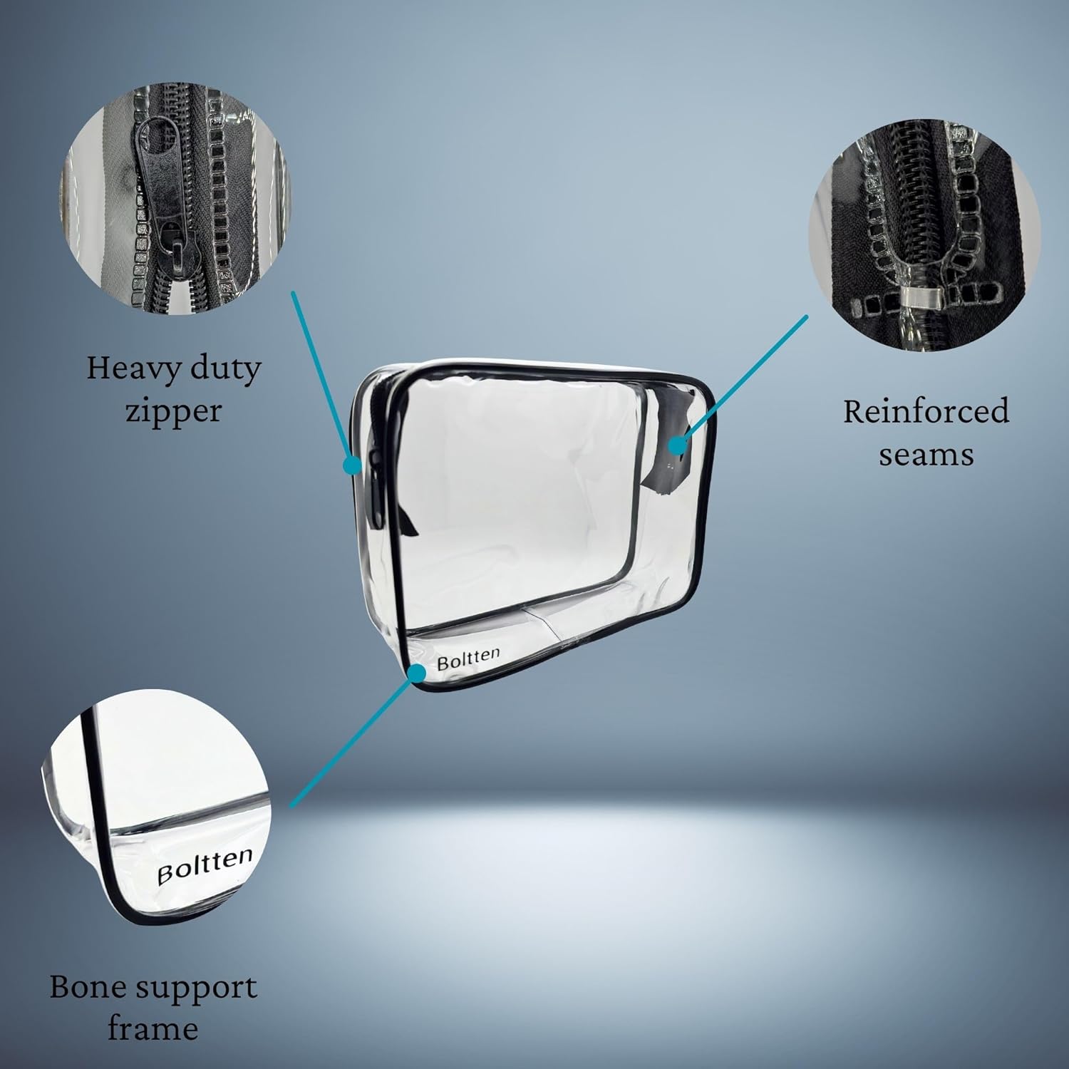 TSA Approved Clear Toiletry Bag 2-Pack, Quart Size Travel Cosmetic & Makeup Bags, Carry-On Airport Compliant