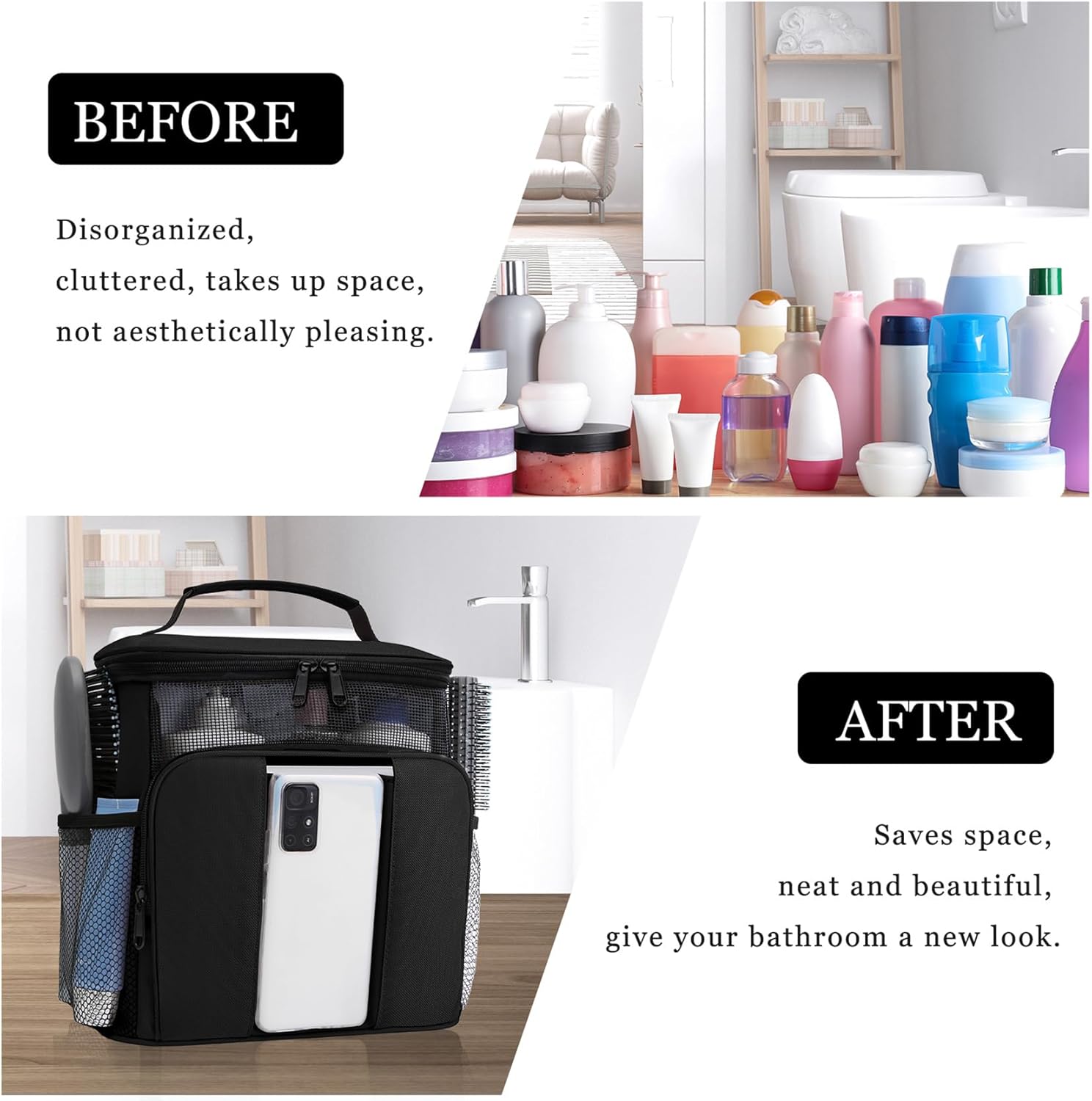 Mesh Shower Caddy,Portable HangingTravel Toiletry Bag Dorm Room Essentials for College Students Girls,Large Makeup Organizer for Full-Sized Toiletries,Travel Essentials for Women Girls Camping Beach