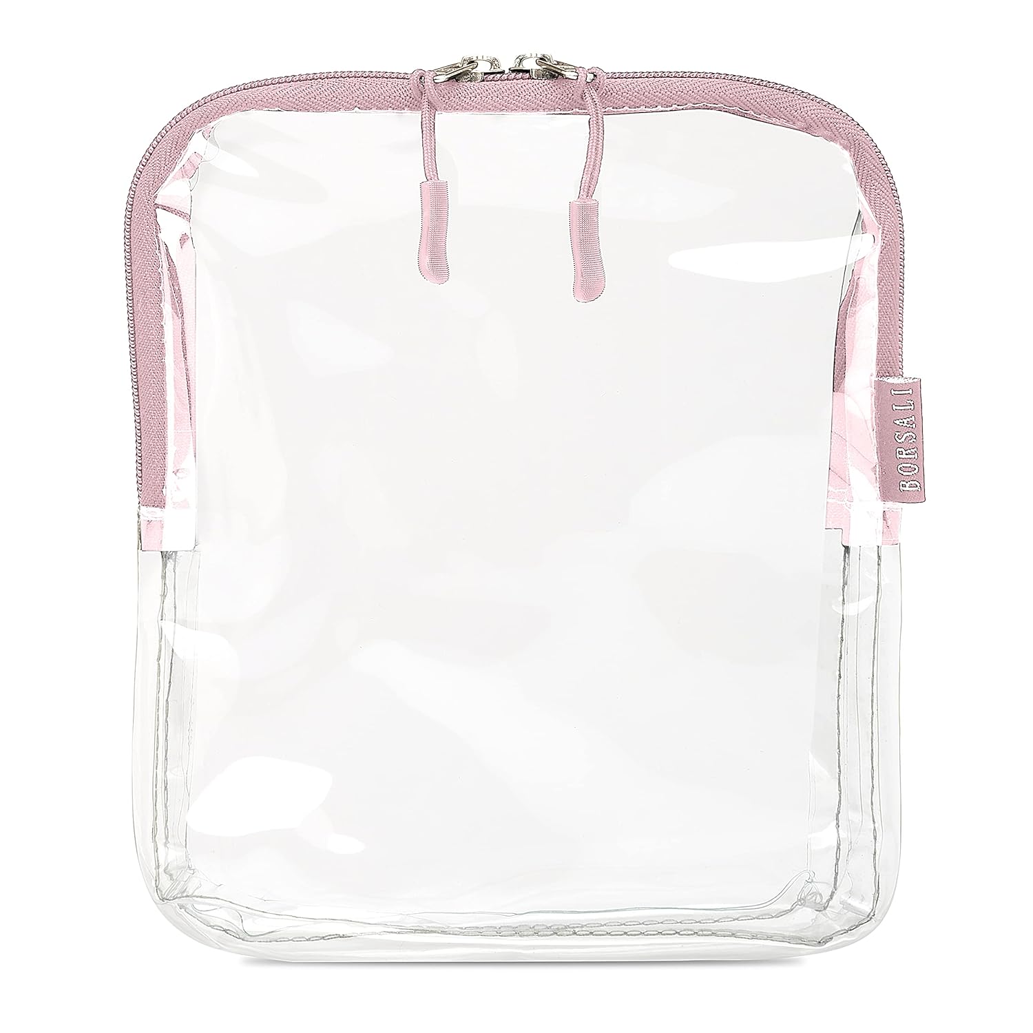 BORSALI TSA-Approved Quart-Sized Bag for Carry-On Travel - One (1) Quart Clear Toiletries, Cosmetic and 3-1-1 Liquids Toiletry Bag - Rose