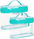 BAGSMART TSA Approved Toiletry Bag, 2 Pack Clear Makeup Cosmetic Bag Organizer, Quart Size Travel Bag for Toiletries, Carry-on Travel Accessories Essentials, Green-2pcs