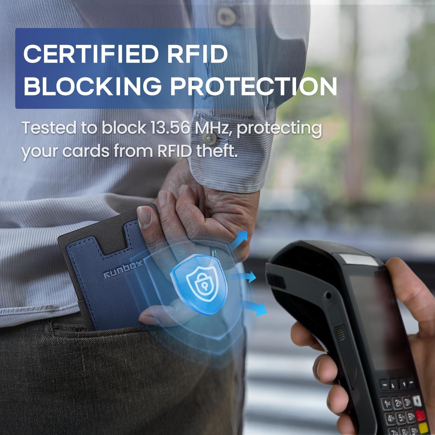 Mens Business Card Holder, Slim Card Wallet for Men and Women, Minimalist RFID Blocking Wallet with Pop-Up Function, Thin Design, Metal Cases Holds 6+6 Cards, Gifts for Men, Men's Accessories