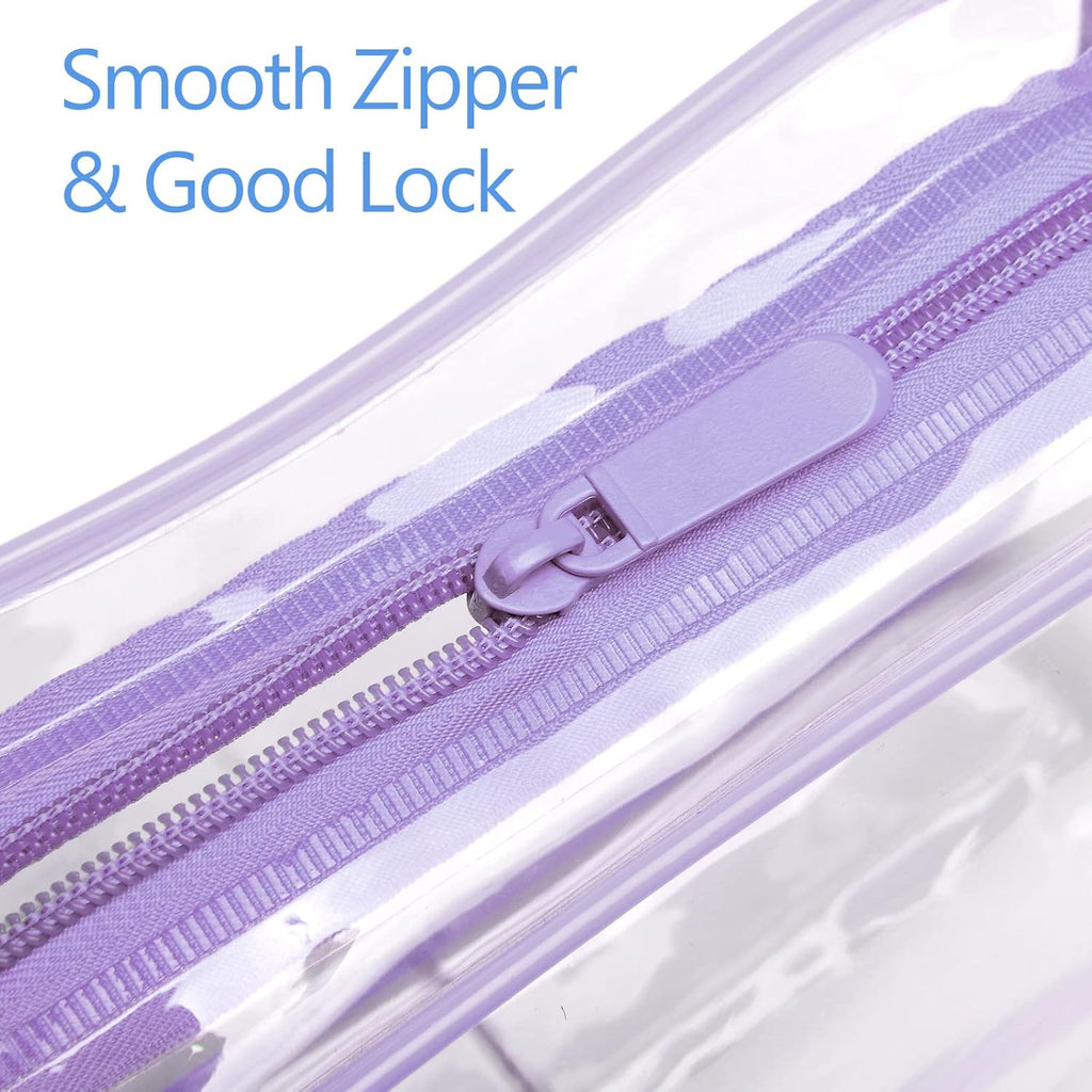 PACKISM Clear Makeup Bags - 2 Pack TSA Approved Toiletry Bags in 2 Size Clear Travels Bags for Toiletries, Cosmetic Bags Airport Carry on Compliant Bag, Light Purple