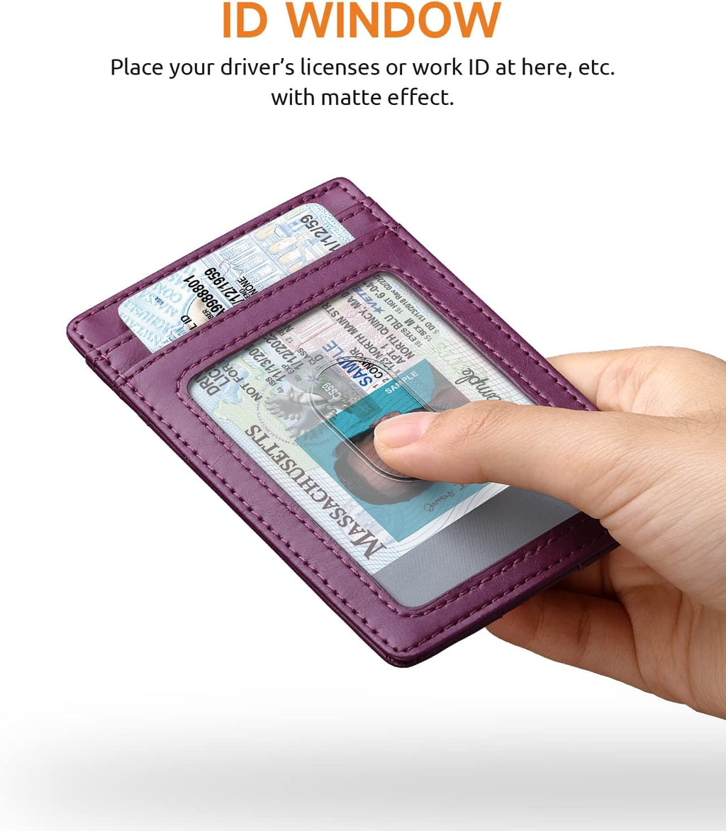 Buffway Mens Slim Wallet, Minimalist Thin Front Pocket Leather Credit Card Holder with RFID Blocking for Work Travel