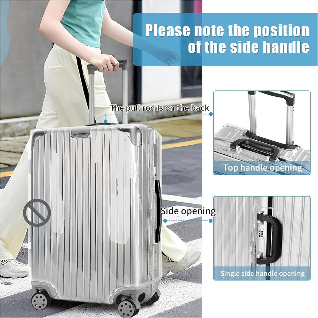 Yotako Upgraded Zippered Clear PVC Suitcase Cover, 24 Inch Luggage Covers for Suitcase Luggage Protector Cover 24''
