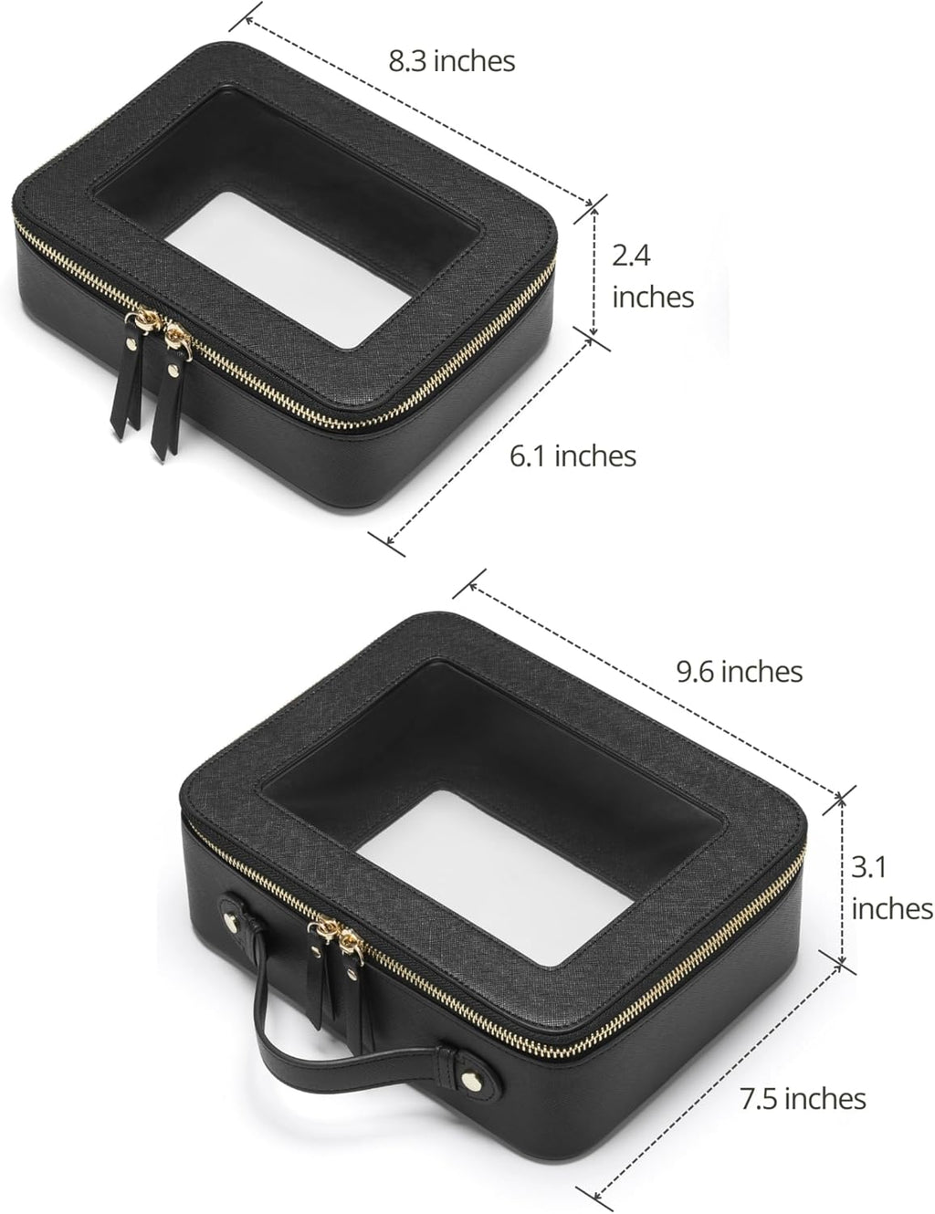 Popvibe Clear Makeup Bag Travel Cosmetic Case Transparent Toiletry Bag with Zipper, Portable Make Up Organizer Traveling Compact Car Bag for Essentials