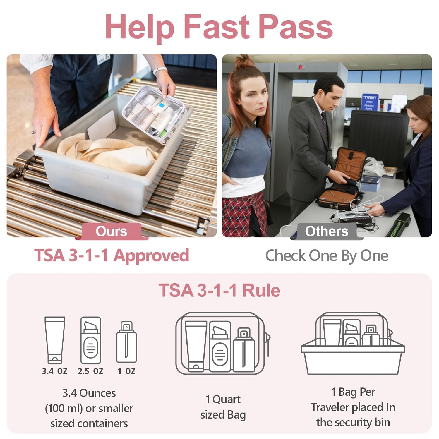 PACKISM Clear Makeup Bags - 2 Pack Quart Size Travel Bag TSA Approved Clear Travel Bags for Toiletries,Cosmetic Bags Carry onToiletry Bag TSA Approved Toiletry Bags, White