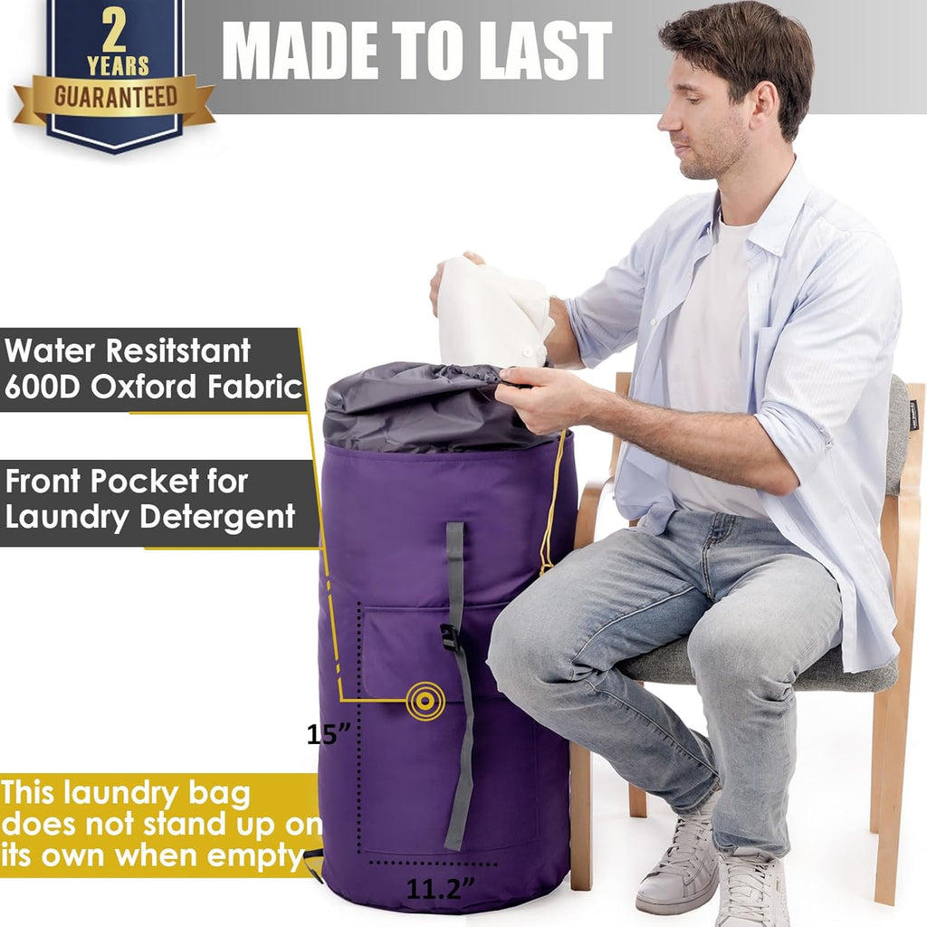 College Laundry Bag Extra Large Heavy Duty, Purple 115L Laundry Backpack Bag, Dorm Laundry Bag with Straps, Large Laundry Bags, Clothes Hamper Bag for College, Travel, Camp, Apartment, Laundromat