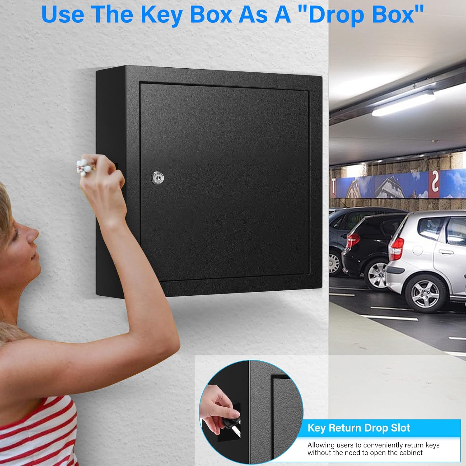 100 Keys Key Lock Box, Anti-Theft Key Cabinet with Key Tags, Key Organizer Wall Mount for Car Garage House Rental Office Business