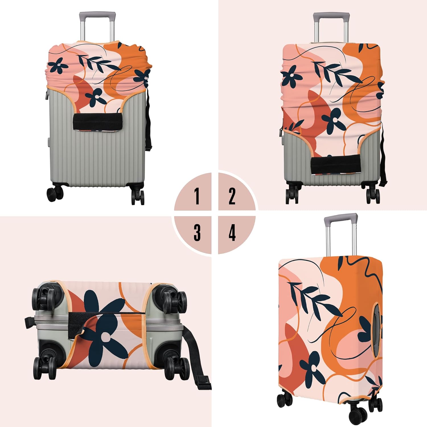 Travel Luggage Cover Suitcase Protector Fits 18-32 Inch Wheel Covers PatternedTravel Related Items Flower Luggage Protector Elastic S