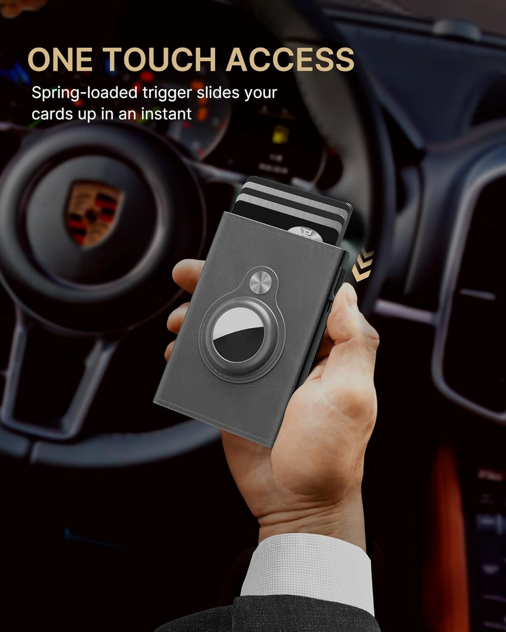 typecase Mens Wallet Card Holder for AirTag: Leather Smart Wallet for Men Compatible with Apple Air Tag, RFID Blocking, Slim, Minimalist - 14 Card Capacity | ID Window | Cash Slot (Grey)