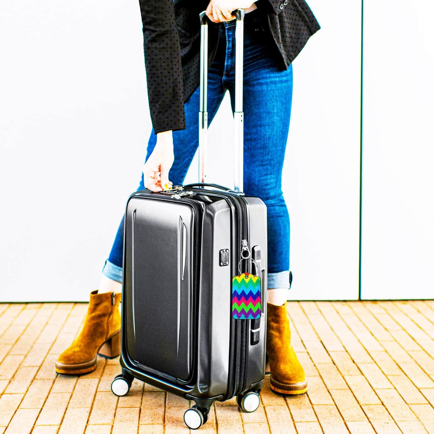 Luggage Tags for Suitcases-Colorful Luggage Tag 4 Pack with Loops Cute Bag/Backpack/Suitcase Tags Bulk Travel Essentials for Flying