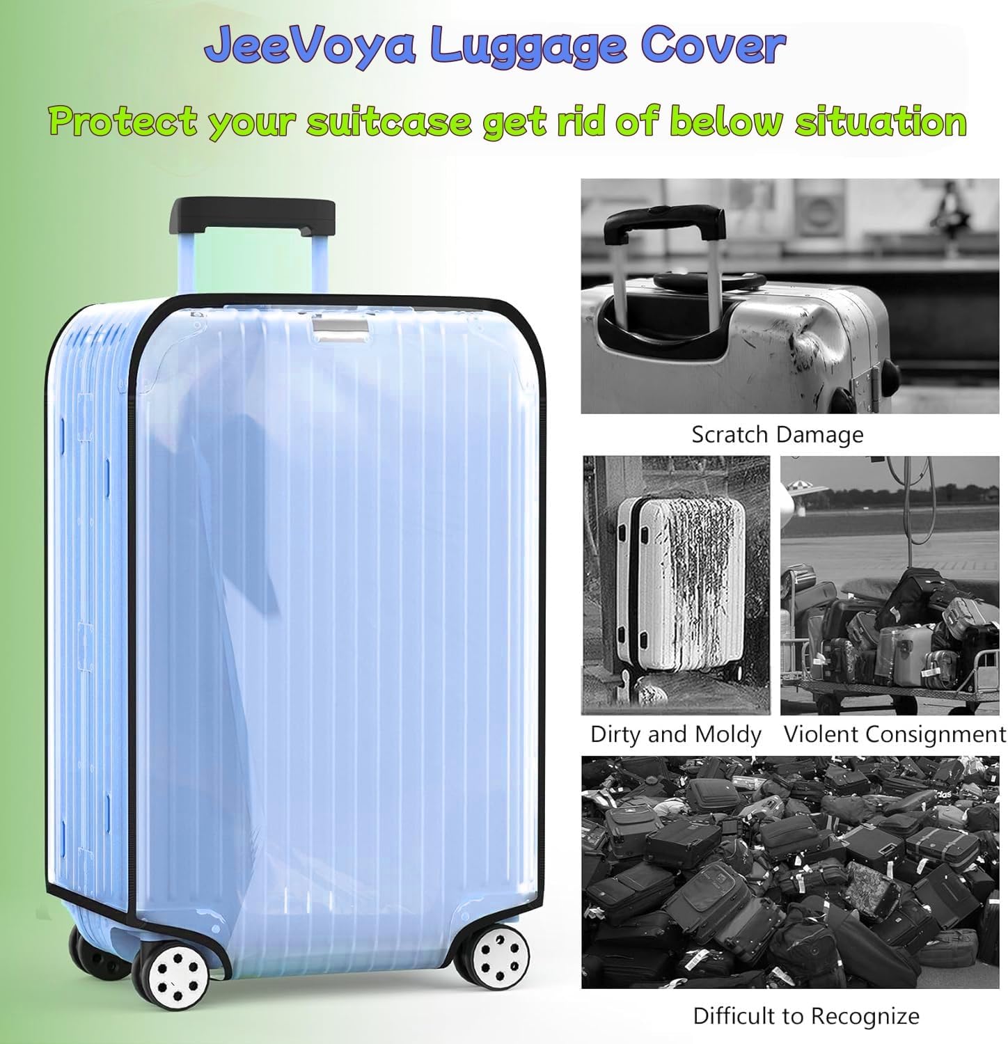 Suitcase Covers Clear Luggage Cover for 20"/24"/28"/30" Baggage Covers Waterproof Dustproof and Anti-scratch (30inch)