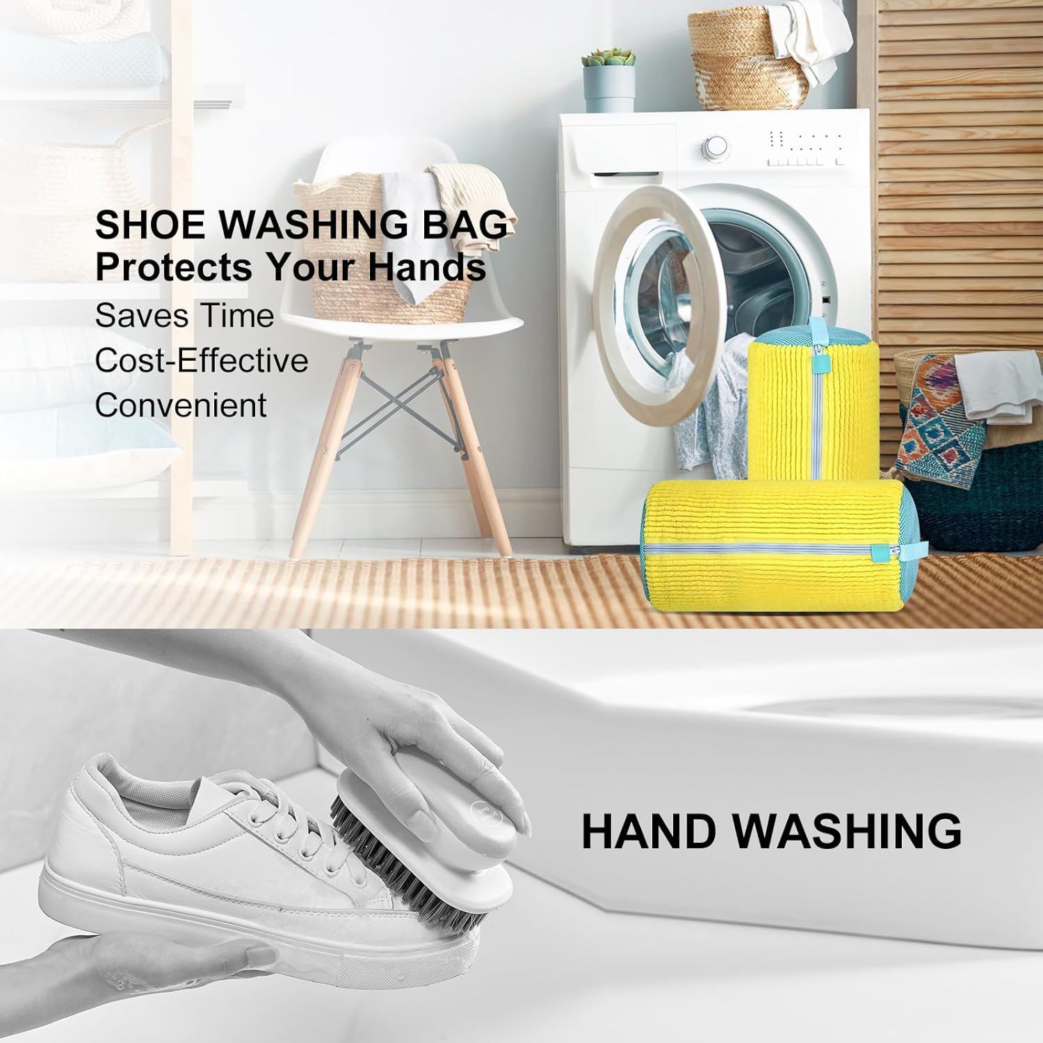 Shoe Bag for Washing Machine 2PCS, Reusable Laundry Shoe Bag for Washer & Dryer-Durable, All-Round Protection for Sneakers, Trainers, Casual Shoes