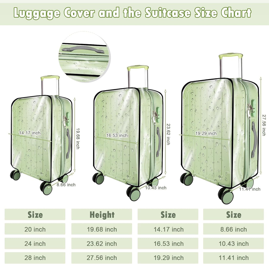 Thicken Clear Luggage Cover Protector, 28" PVC Luggage Covers for Suitcase Waterproof Dustproof Anti-scratch Travel Suitcase Covers Case for Wheeled Luggage