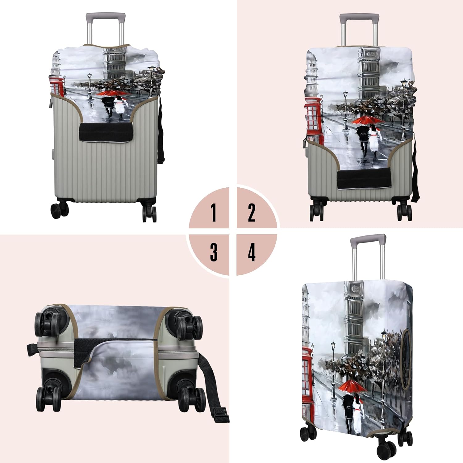 Travel Luggage Cover Suitcase Protector Fits 18-32 Inch Wheel Covers PatternedTravel Related Items Flower Luggage Protector Elastic L