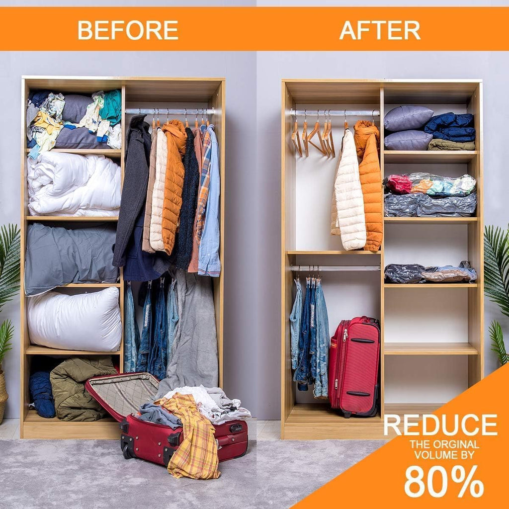 10 Large Vacuum Storage Bags with Electric Pump, Plastic Packaging Bags,Space Saver Bag for Clothes, Mattress, Blanket, Duvets, Pillows, Comforters, Travel