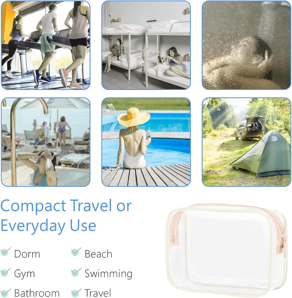 PACKISM Clear Toiletry Bag - 3 Pack TSA Approved Toiletry Bag Quart Size Bag, Travel Makeup Cosmetic Bag for Women, Carry on Airport Airline Compliant Bag, Blue-Purple-Pink