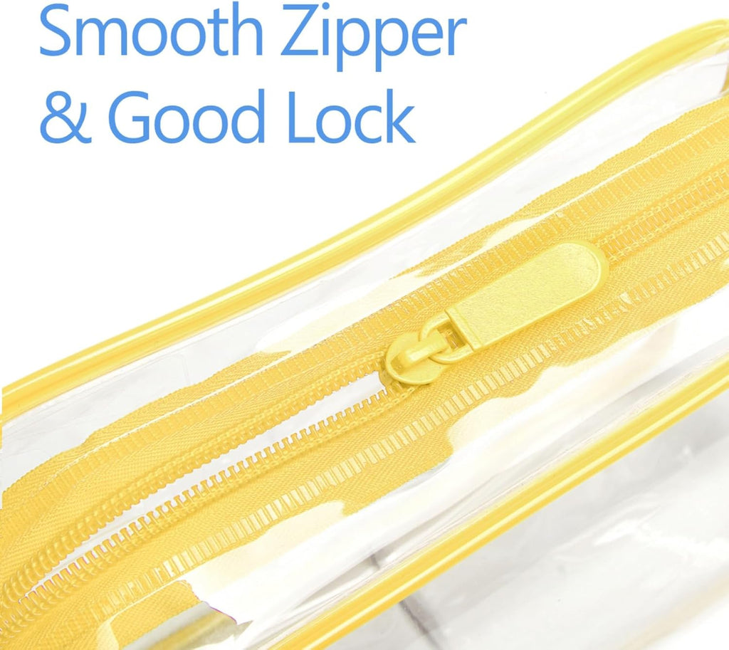 PACKISM Clear Makeup Bag - 2 Packs TSA Approved Toiletry Bag for Women Quart Size Travel Bag TSA Approved, Clear Toiletry Bags for Traveling, Yellow