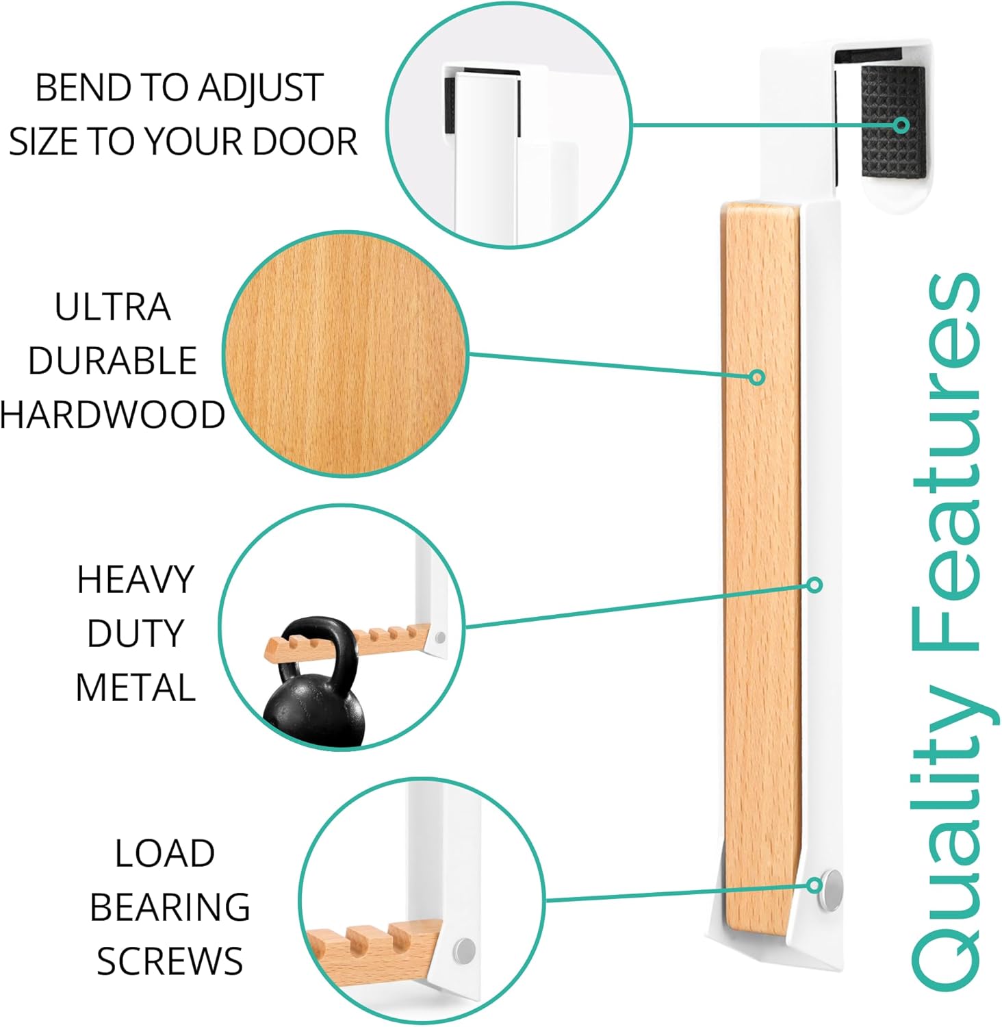 Over The Door Clothes Hanger – Portable Retractable Travel-Friendly Laundry Room Hanging Rack – Convenient Over The Door Drying Rack for Laundry Ease - 2PCS (White)