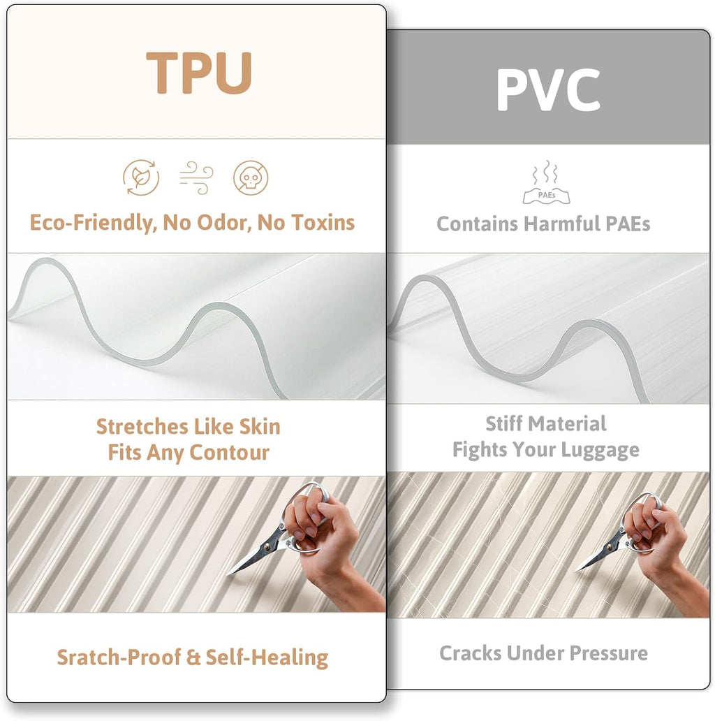 OrgaWise Clear Luggage Cover, For Suitcase Tsa Approved Transparent TPU Suitcase Cover Protector Fit 24-26 Inch Luggage