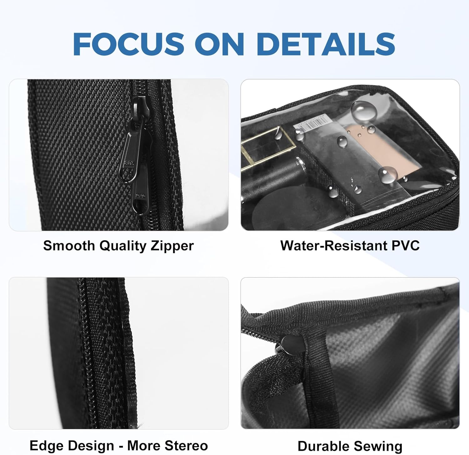 Moyad TSA Approved Clear Toiletry Bag, 3 Pack Quart Size 3-1-1 Liquids Pouch for Travel, Transparent Makeup & Cosmetic Organizer for Women Men, Black