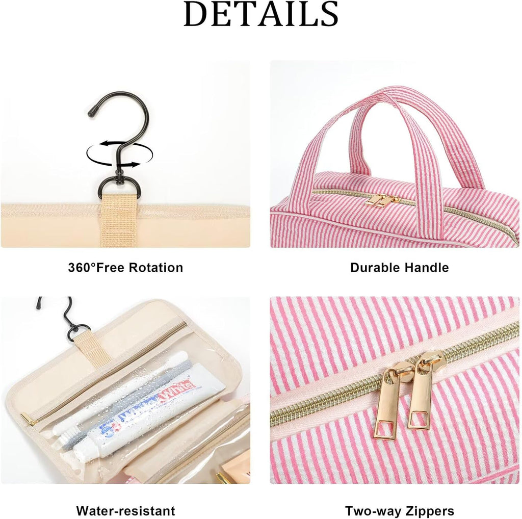 YOOLIFE Hanging Toiletry Bag for Women - Large Travel Toiletry Bag Makeup Bag, Portable Toiletries Cosmetic Bag, Airplane Travel Essentials - Letter N, Purple