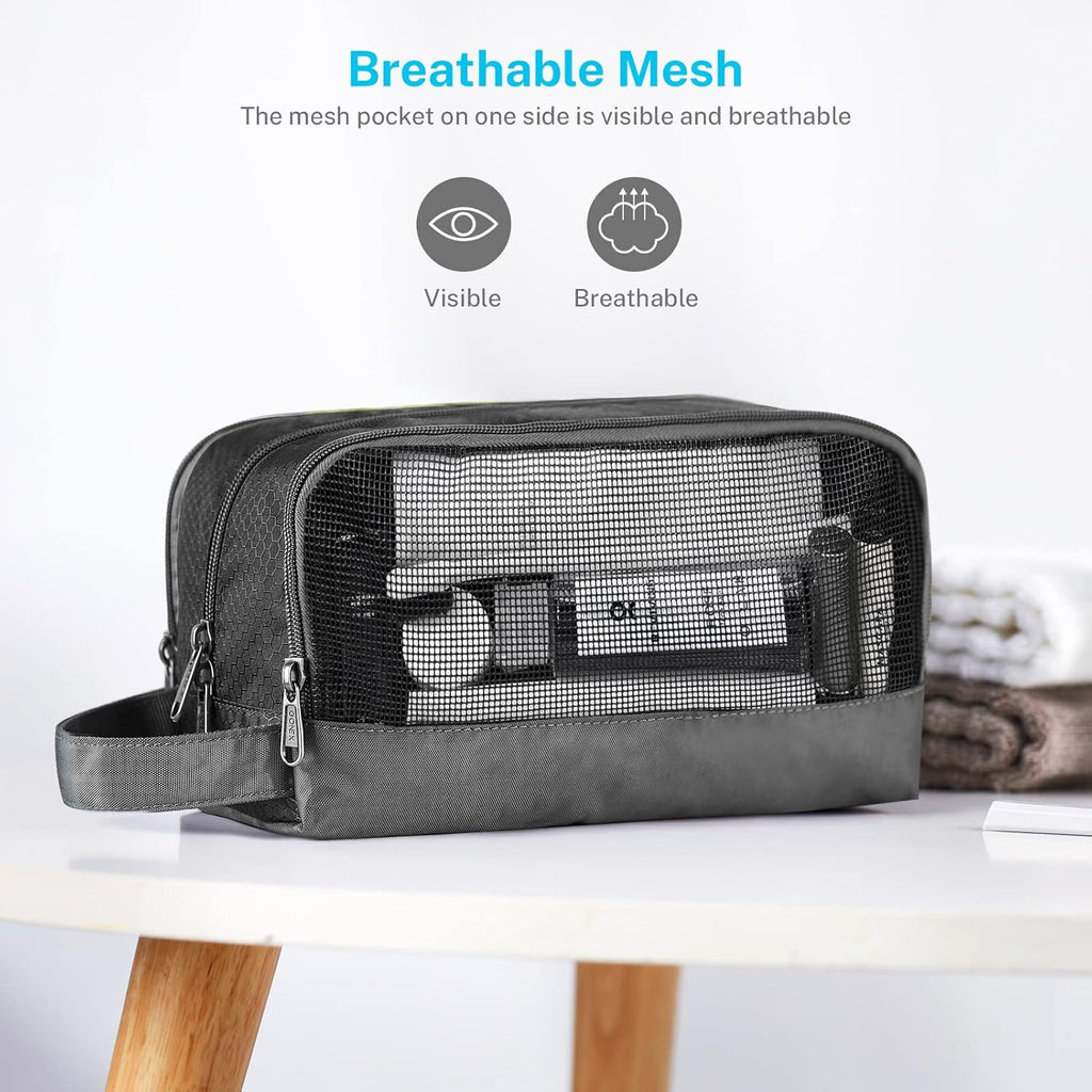 Gonex Travel Toiletry Bag Nylon, Dopp Kit Shaving Bag Toiletry Organizer Gray