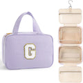 TOPEAST 2025 Graduation Gifts for Her - Hanging Toiletry Bag for Women, Travel Toiletry Bag Makeup Bag, Personalized Travel Essentials for Women - Letter G, Purple