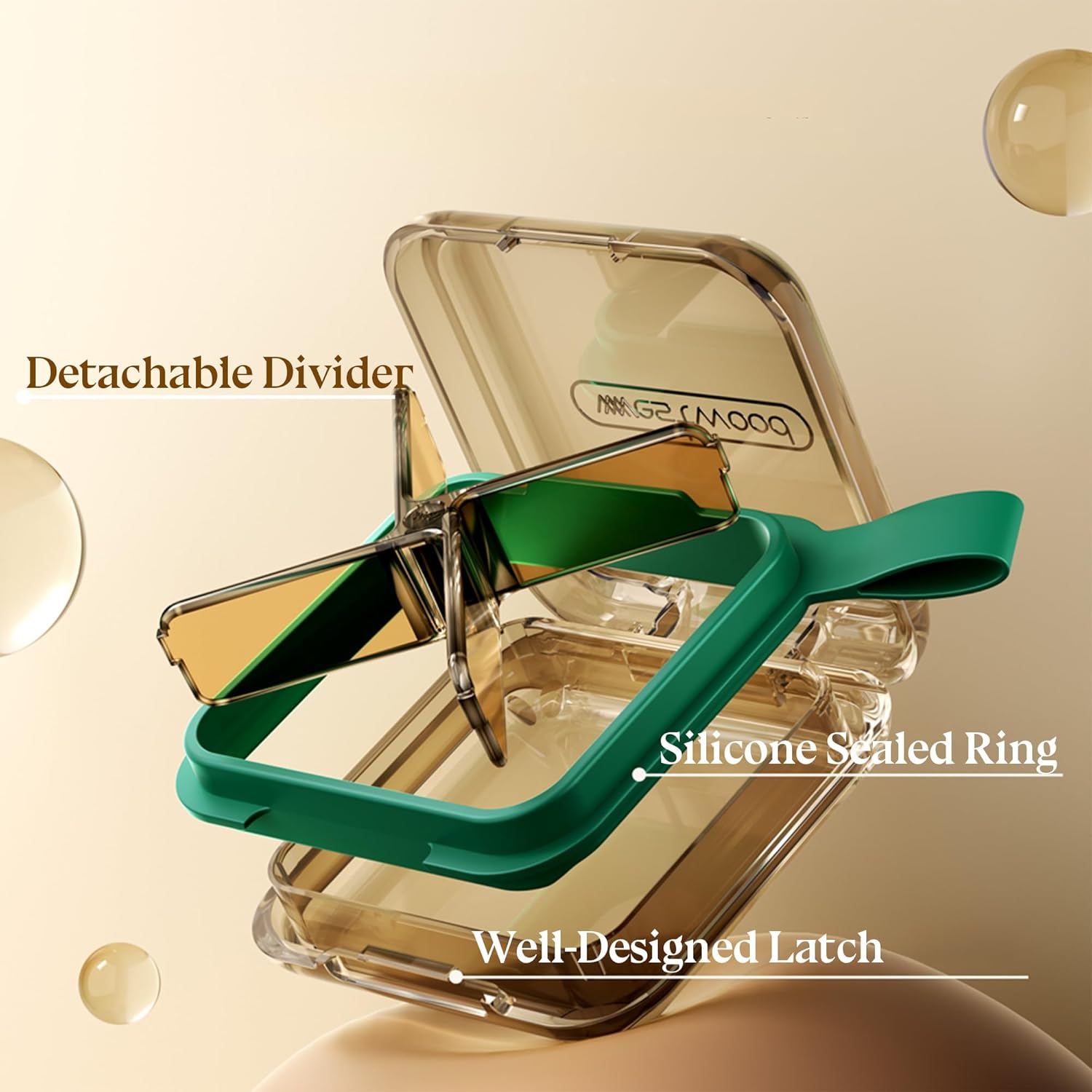 1 Pack Purple Pill Organizer with Strap, 4 Compartments, Compact Travel Pill Box Case, Portable and Moistureproof to Store Vitamins, Medication and Supplements