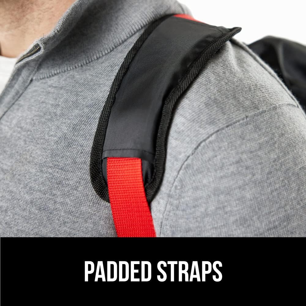 GORILLA GRIP Car Seat Travel Bag for Airplane Gate Check, Easy Carry Backpack Bags Cover Carseats, Infant Baby Carriers and Toddler Booster Seats for Airport, Child Air Travels Airport Essential, Red