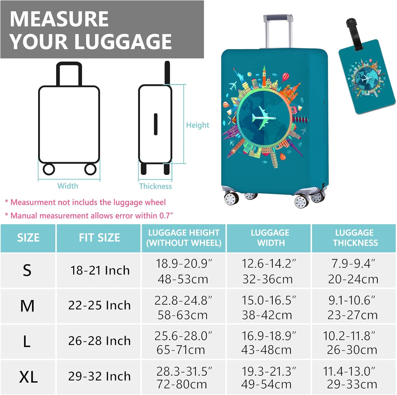 Travelkin Luggage Covers With Tag For Suitcases Tsa Approved,Suitcase Covers Protector Fit 18-32 Inch Luggage XL(29-32inch suitcase)