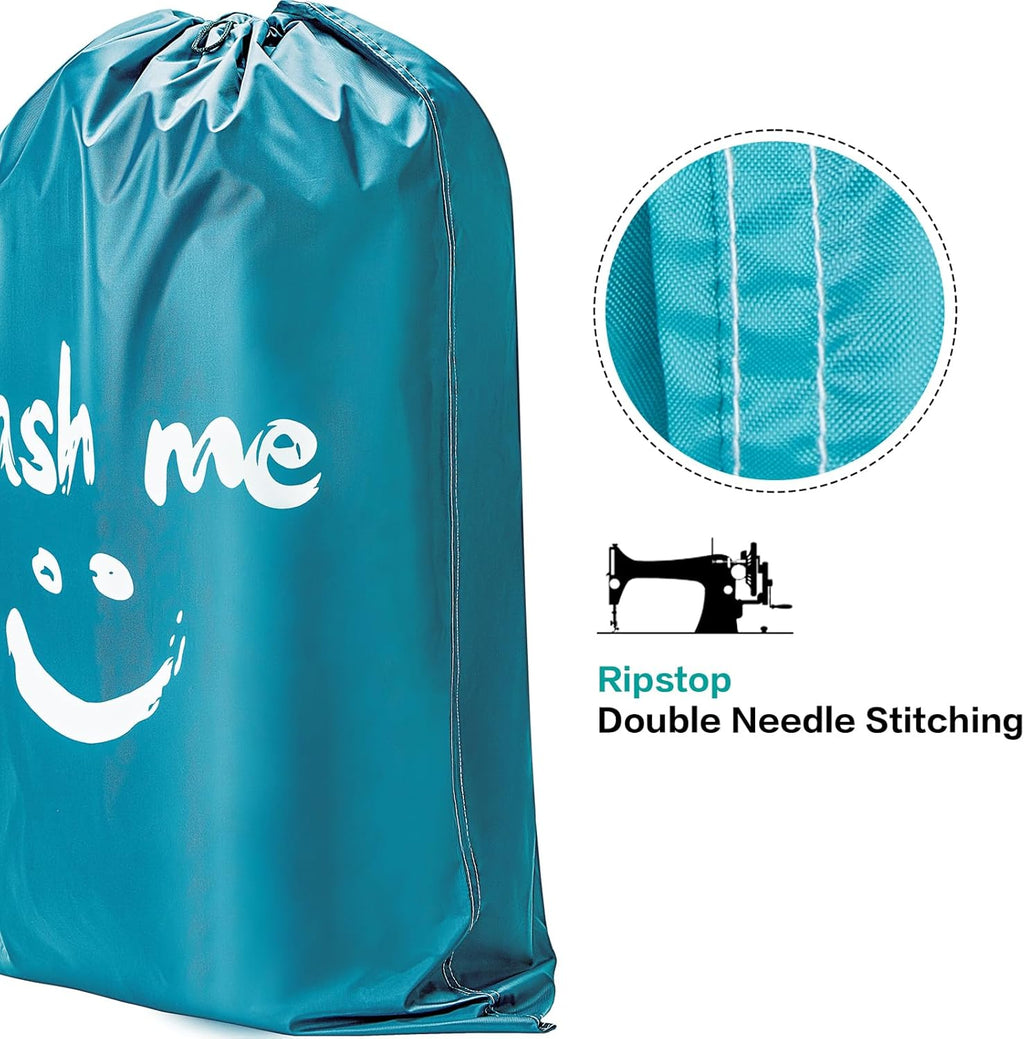 HOMEST XL Wash Me Travel Laundry Bag, Dirty Clothes Organizer, Large Enough to Hold 4 Loads of Laundry, Easy Fit a Laundry Hamper or Basket, Light Blue